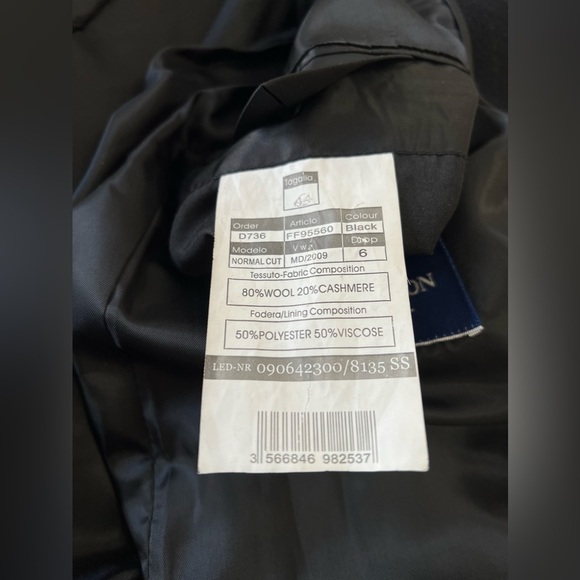 BOUCHERON Paris | Mens SZ 44 | Black Wool Cashmere Overcoat Jacket - Picture 11 of 11